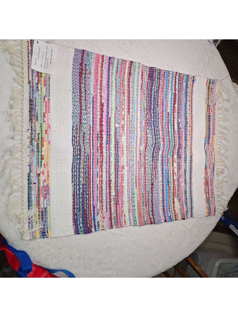Vintage Style Handwoven Rag Rug 36x26 The Loom Room Helen Wittler Boho Chindi